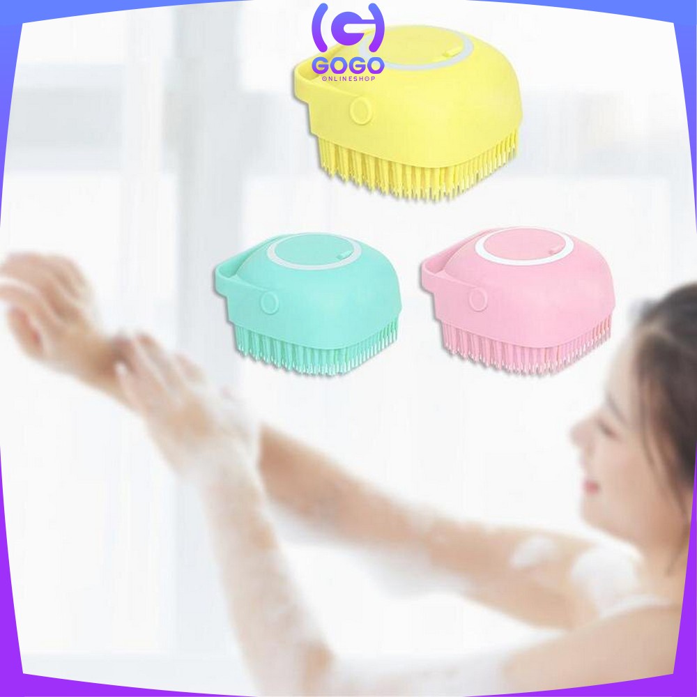 GOGO-C284 Spons Mandi Shower Brush / Sikat Mandi Silikon Dispenser Sabun Mandi Portable / Sikat Badan Silikon