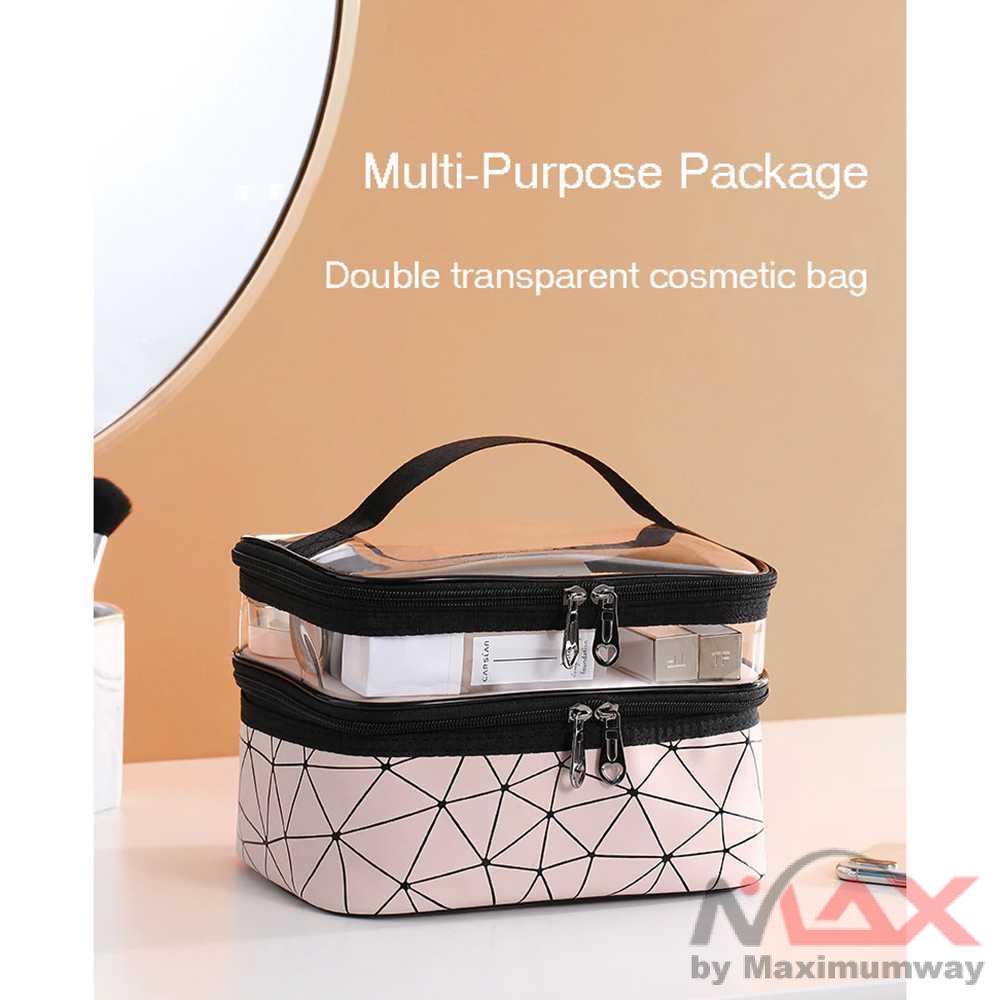 QEHIIE Tas Kosmetik Make Up Organizer rias kosmetik wanita cantik portable penyimpanan box kotak Travel Wanita New Multifunction Travel Clear Makeup Bag Big Capacity Travel Makeup Organizer Waterproof Toiletry Beauty Storage Make Up Cases