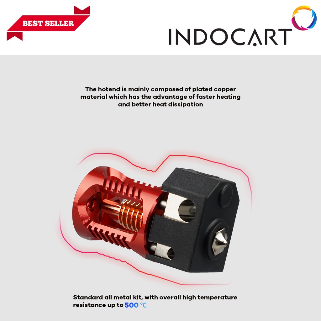 INDOCART 3D Printer HotEnd Ori Phaetus Dragon Hotend ST x Voron ST Red