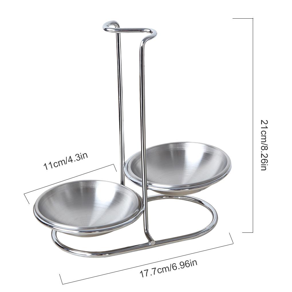 Saringan Sendok Vertikal Dapur Sendok Istirahat Rak Ladle Holder Stainless Stand Double Spoon