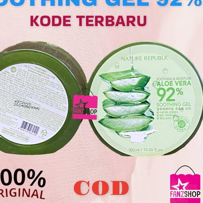 Bisa COD ❄️FANZSHOP❄️ NATURE REPUBLIC ALOE VERA SOOTHING GEL 92% 