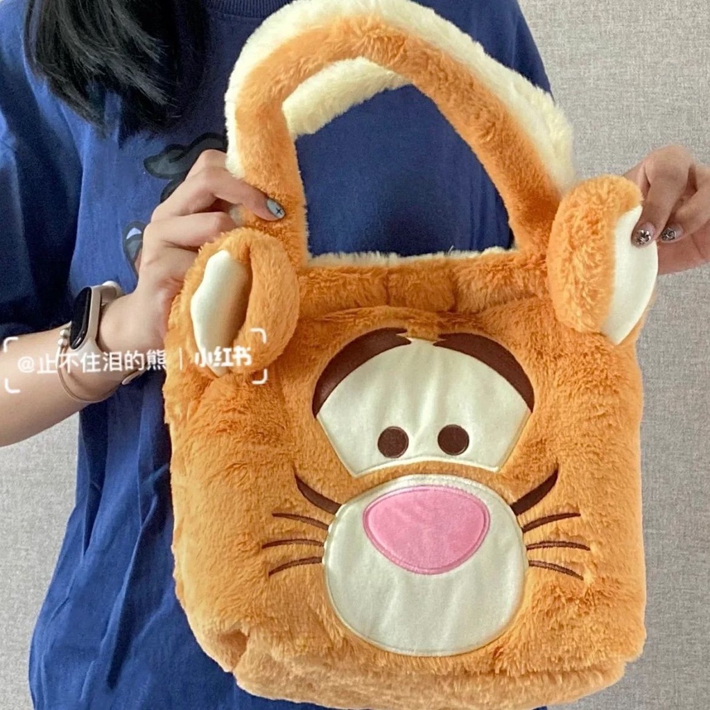 ◄♂►Sera Disney Plush Winnie the Pooh Tas Wanita Tas Kain Tas Bahu Tote Tas Belanja Kapasitas Besar Tigger Niche Tas Wanita