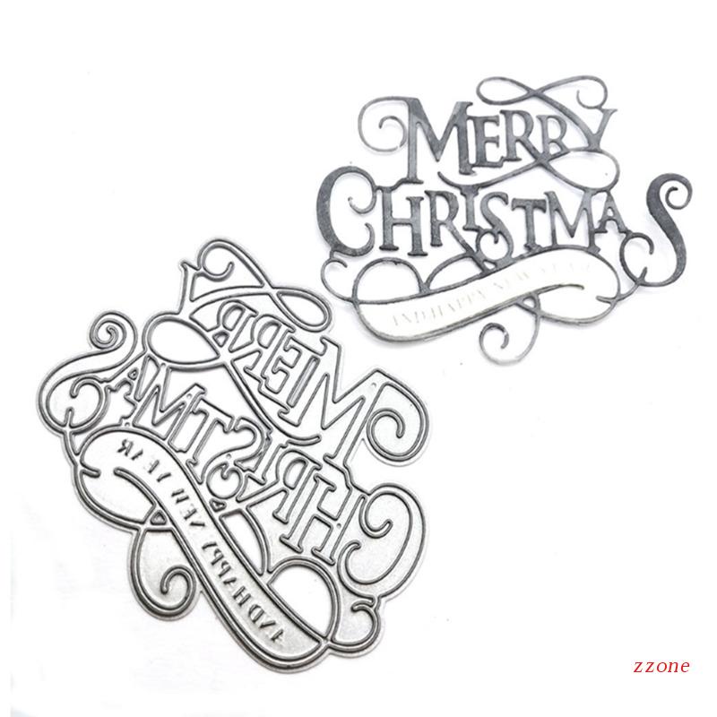 Zzz Cetakan Stensil Cutting Dies Motif Merry Christmas / Tahun Baru Untuk Scrapbook / Craft DIY