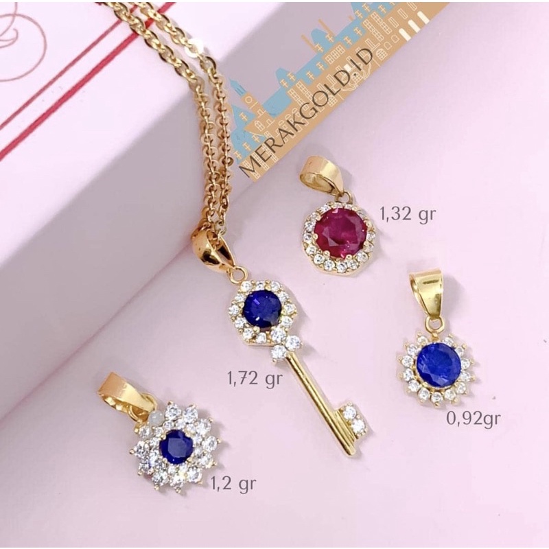 Liontin Emas Asli Terbaru‼️ Emas Kadar 375 Ket Kunci Mata Biru Emas Kadar 375