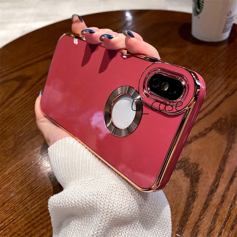 Soft case Silikon Lapis Emas Tahan Banting Dengan Pelindung Kamera Untuk Iphone X XR XS MAX 8 7 Plus