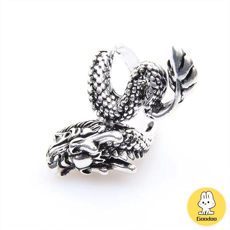 Cincin Tunggal Desain Hewan Naga National Gaya Retro -Doo