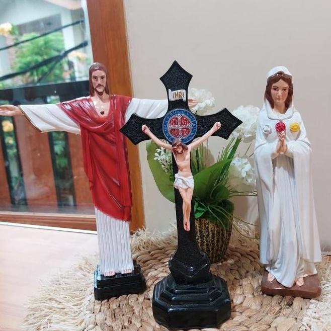 Ready Set Doa Katolik/Patung Yesus Memberkati/Patung Bunda Maria/Salib