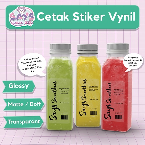 

Cetak Stiker Produk Makanan Minuman Bahan Vynil Anti Air