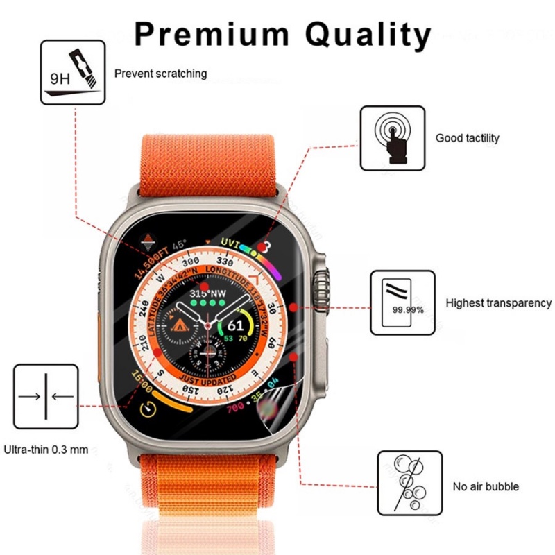 Pelindung Layar Hydrogel 9D Curved HD Bening Anti Gores Untuk Apple Watch Ultra