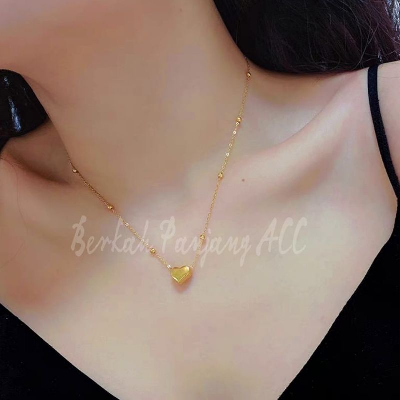 KALUNG TITANIUM RANTAI BIJILADA HATI POLOS SUPER STYLE KOREA MINIMALIS ANTI KARAT&amp;ANTI LUNTUR