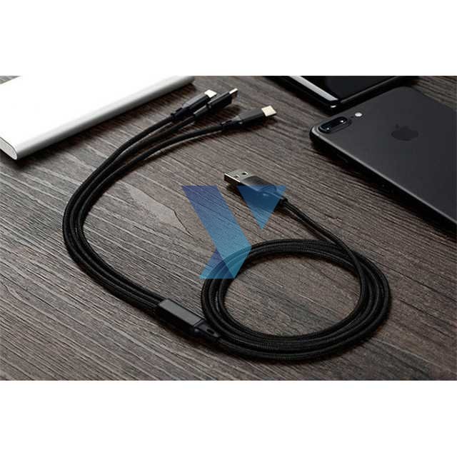 Kabel Charger 3in1 Micro USB + Lightning + USB Type C 1.2 m - US186 ( Al-Yusi )
