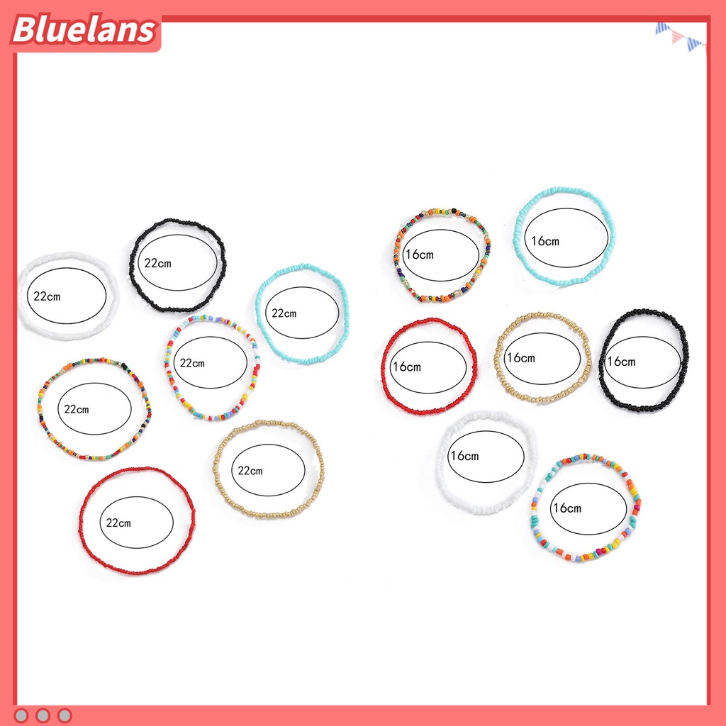 7pcs Gelang Kaki Elastis Warna-Warni Kontras Untuk Wanita