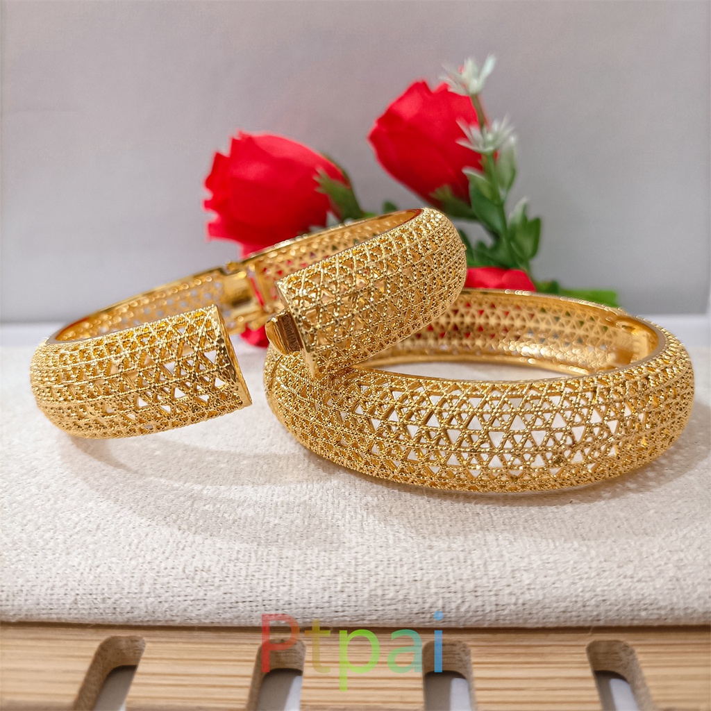 Gelang Keroncong Gelang tangan wanita lapis emas 24K gold xuping