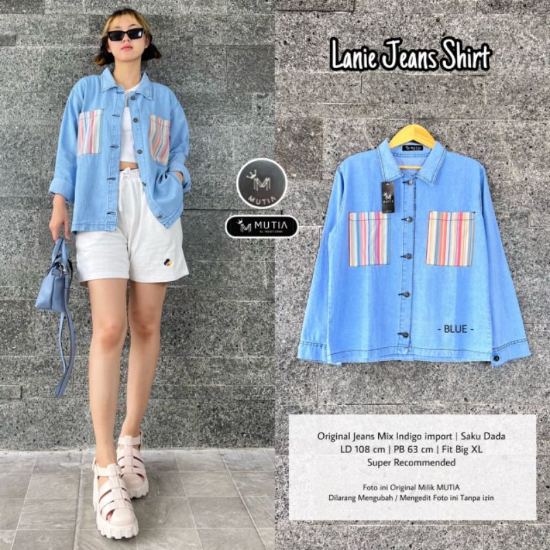 LANIE JEANS SHIRT BY MUTIA / KEMEJA JEANS WANITA / Baju jeans muslimah