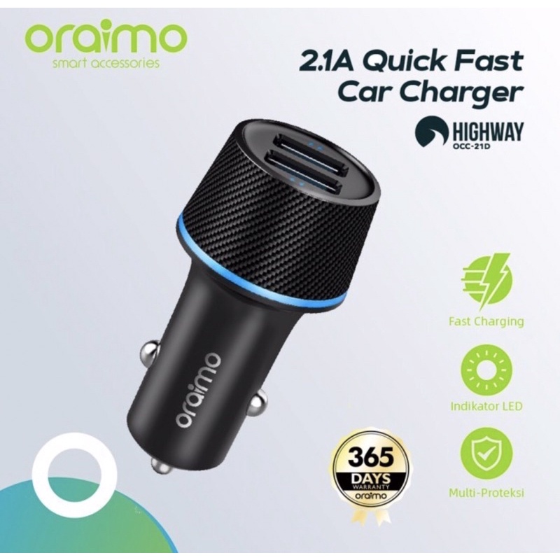 Charger Mobil / Saver Oraimo OCC-21D 2.1A QuickFast