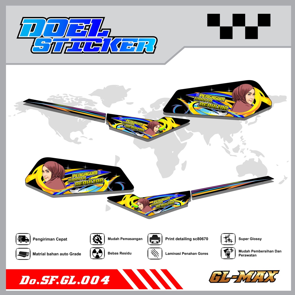 Sticker Striping GL PRO , MAX List Variasi Hologram pelangi,Crome Doel  004