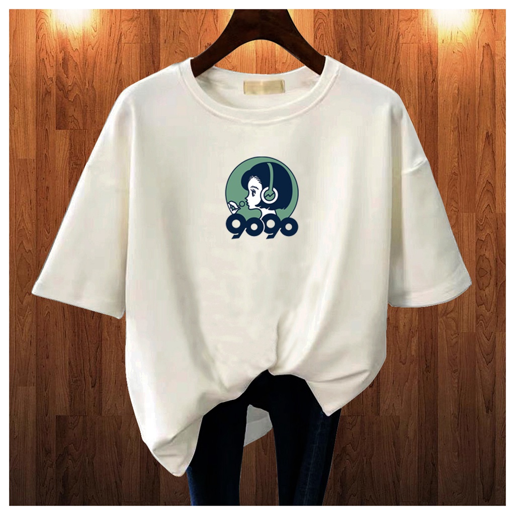 CALVIERO SHOP - BAJU KAOS ATASAN WANITA PRINT GIRL VINTAGE 90 LOGO GALAXY PRINT