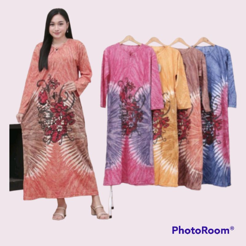 Longdress batik jogja bahan kaos / daster panjang / daster lengan panjang / longdress batik cantik o