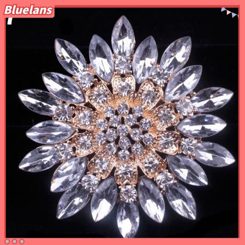 Bluelans Women Fashion Shiny Alloy Rhinestone Flower Wedding Bridal Bouquet Brooch Pin