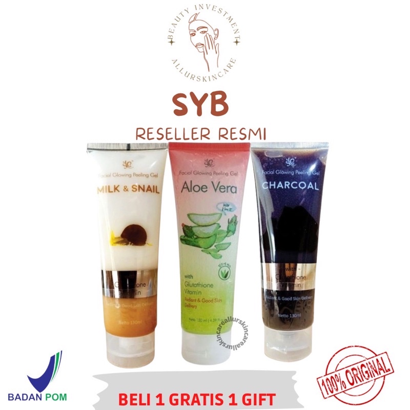 (READY SIAP KIRIM) SYB SBY PEELING GEL ALOE VERA CHARCOAL MILK N SNAIL FACIAL GLOWING  PEELING GEL M