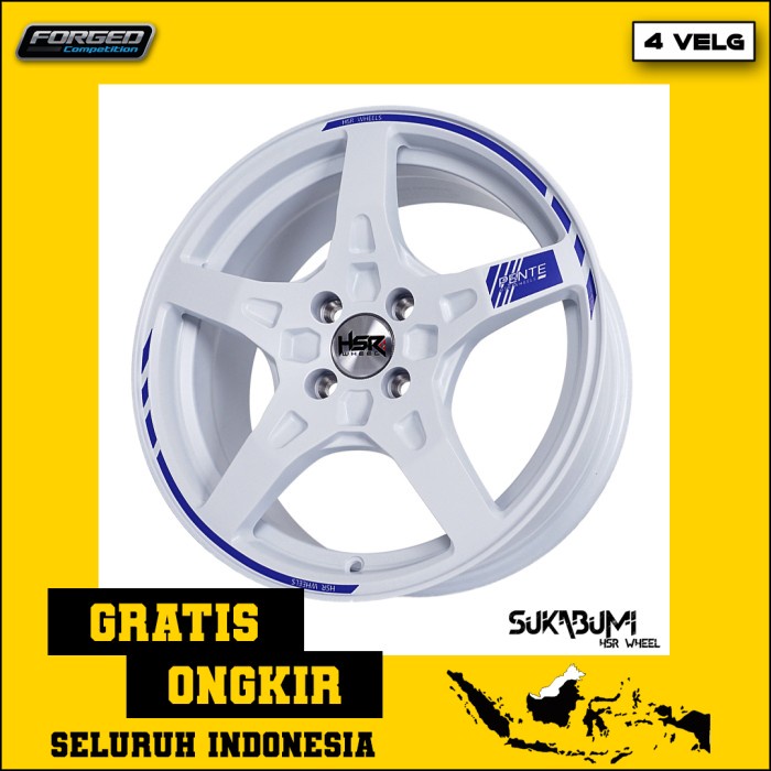 Velg Mobil Mazda Familia, Lantis, mazda 2, dll HSR Pente Ring 16 Putih