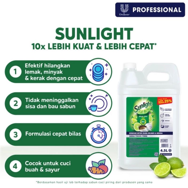 Lov Me❤ Sunlight Lime Professional jeruk nipis 100 Jerigen 4.5L sabun cuci piring