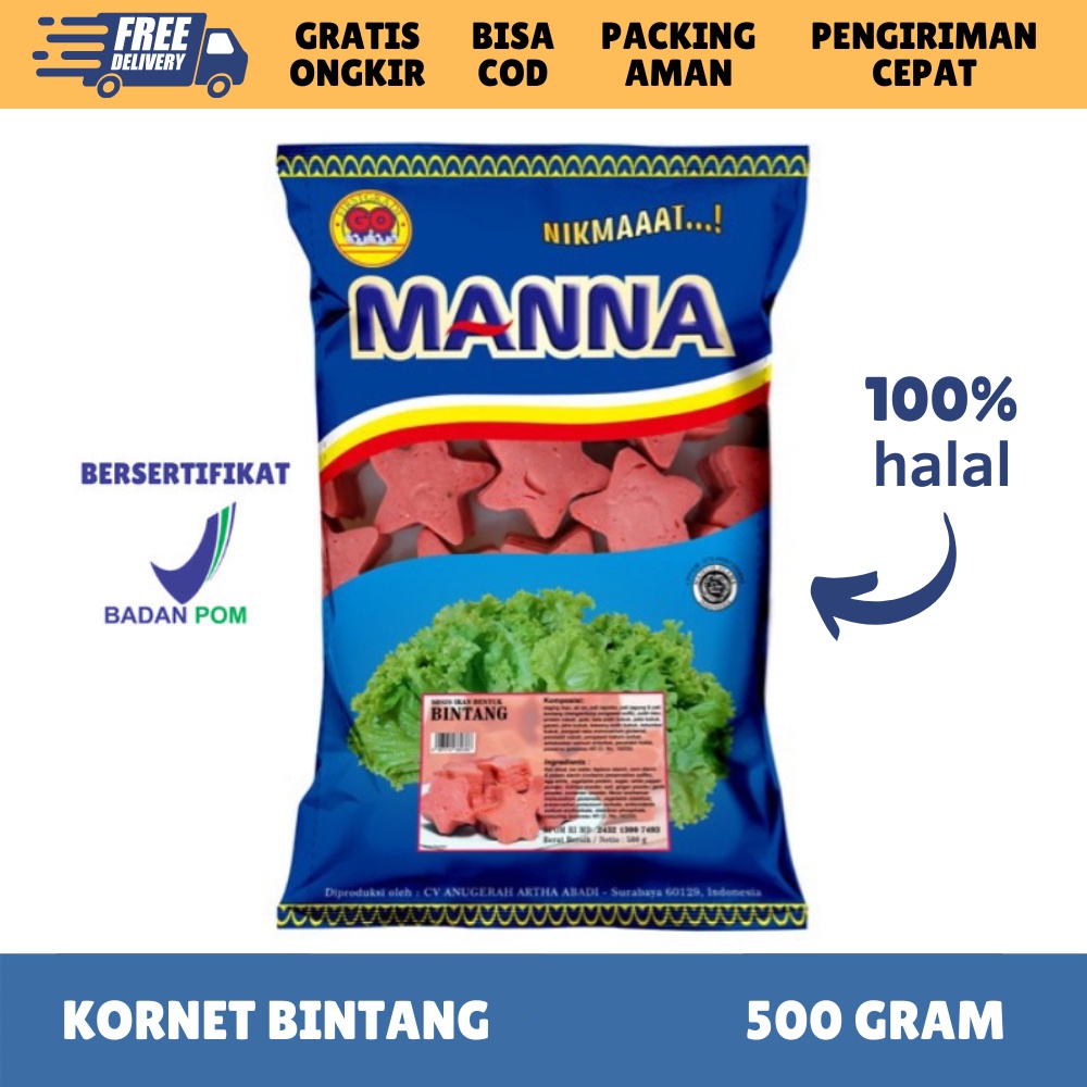 [FROZEN FOOD GOMANNA] SOSIS IKAN BINTANG PATRIK ISI 32 = BESAR) / ISI 60 = KECIL (500GR) BPOM HALAL