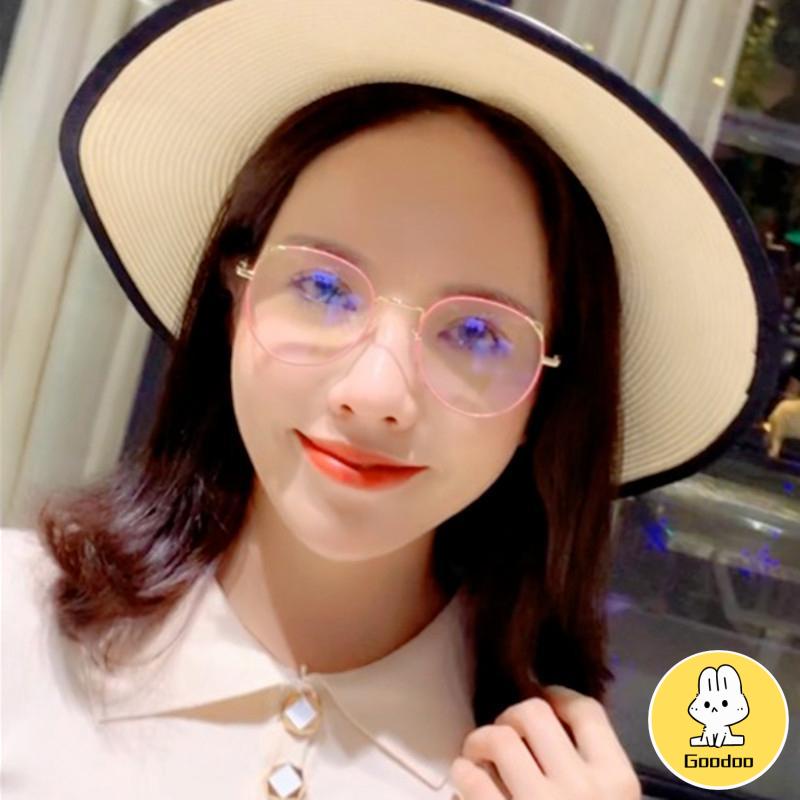 Kacamata Anti Radiasi Kaca Mata Anti Biru Baca Frame Metal Gaya Retro Untuk Pria / Wanita -Doo