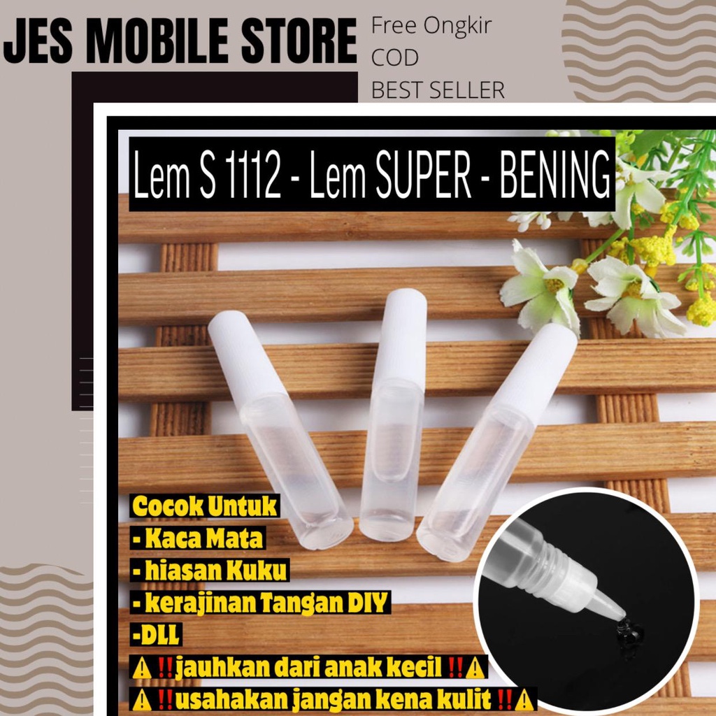 

JesMobile -Lem cair S1112 - Lem super kuat cocok untuk kaca mata,kerajinan tangan dan hiasan kuku