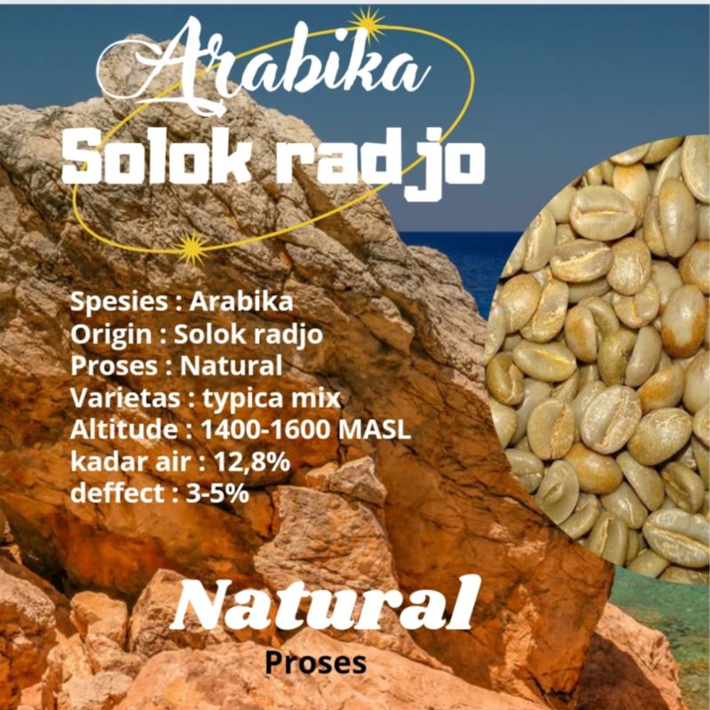 

Green Bean / biji kopi Arabika Solok radjo - Natural 1kg