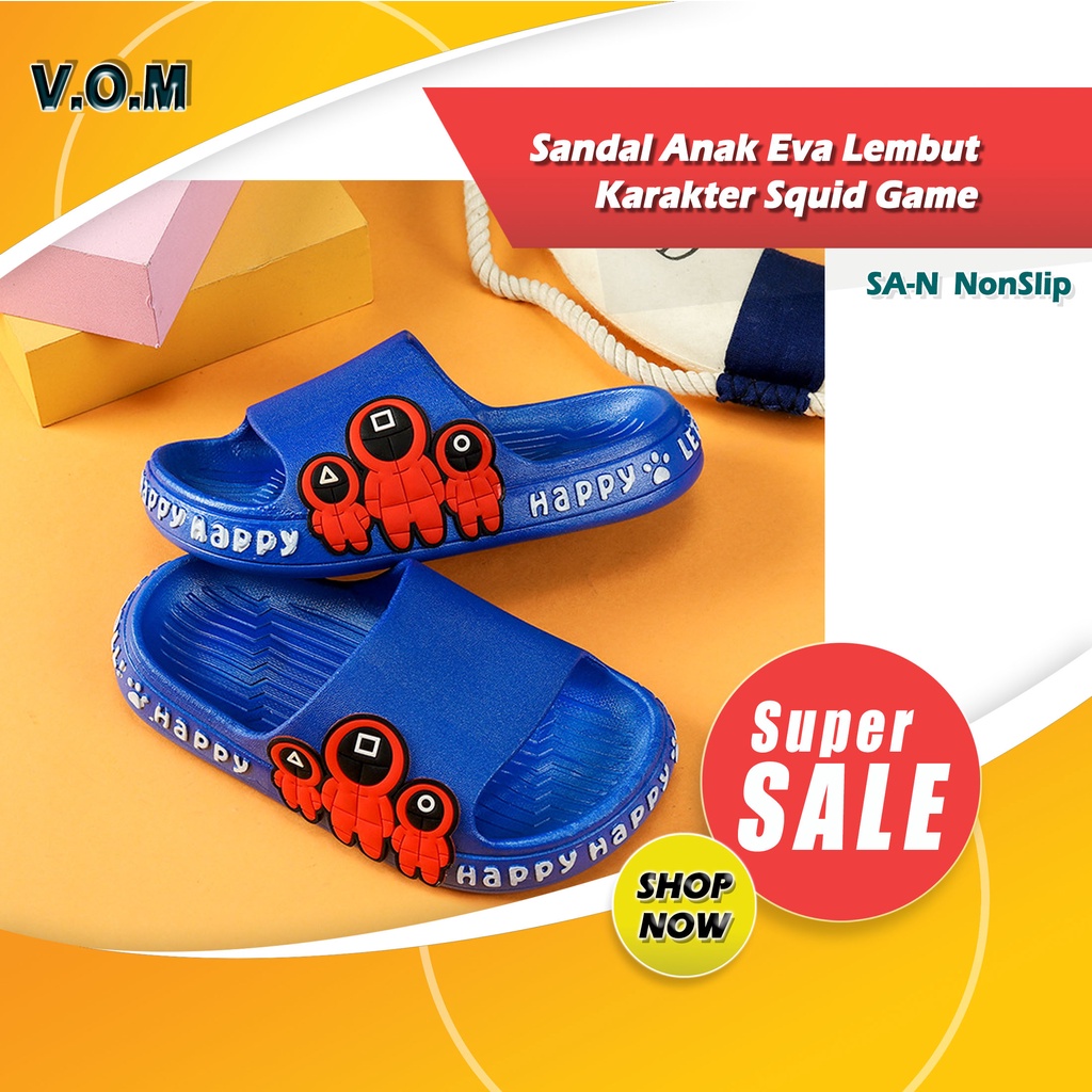 SA-N Sendal / Sandal Anak Eva Lembut Karakter Squid Game Non Slip 0824