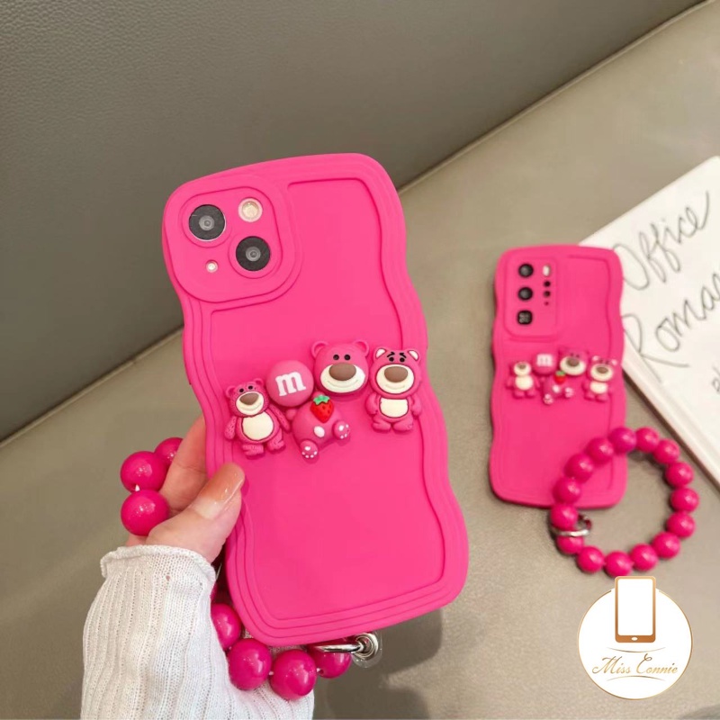 Soft Case TPU Motif Hati 3D Dengan Gelang Manik-Manik Untuk iPhone 7 8 14 Plus 11 Pro MAX XR 14 12 13 Pro MAX X XS MAX