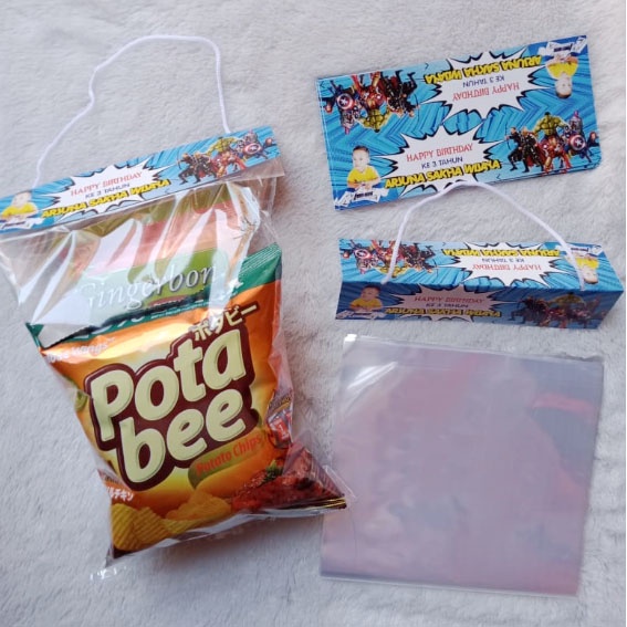 

LABEL SNACK ULTAH CUSTOM + TALI + PLASTIK