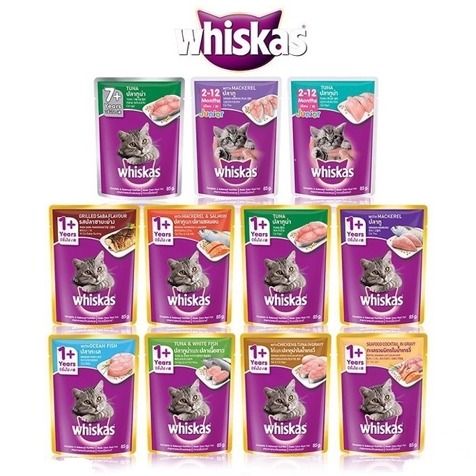 Whiskas WET Cat Food Pouch Junior &amp; Adult / Makanan Basah Kucing Whiskas