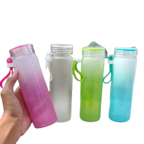 [MH] Botol Minum Gradasi Hello Master Polos Kaca 450Ml