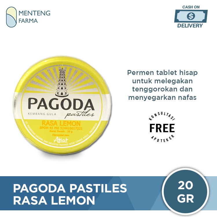 Pagoda Pastiles Rasa Lemon 20 Gram - Permen Pelega Tenggorokan
