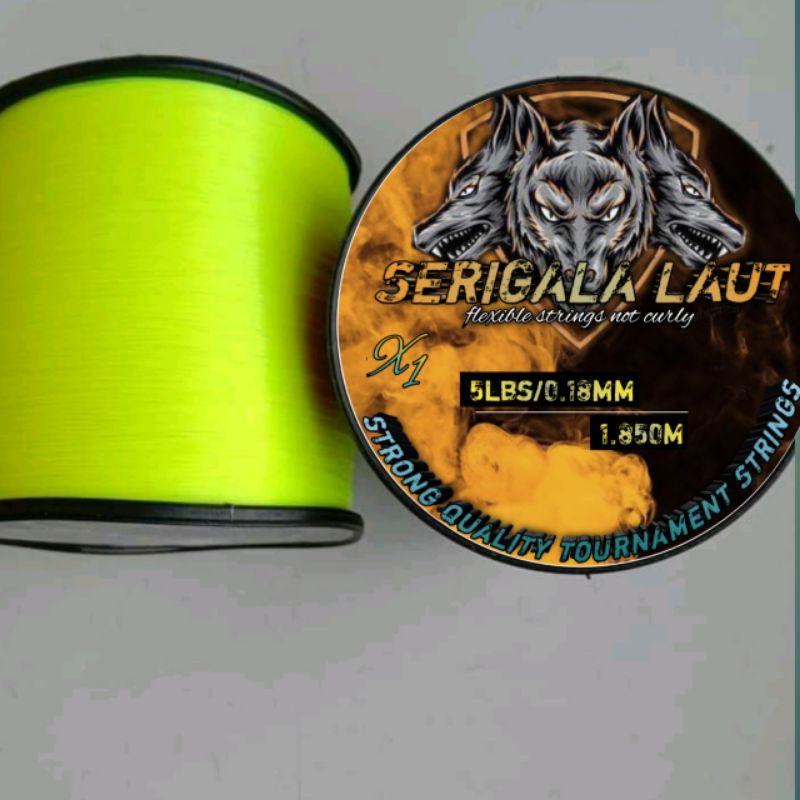 Senar Pancing Serigala laut 1000M ( KUNING STABILO   ) alat pancingSenar SenarNilon mancing joran..