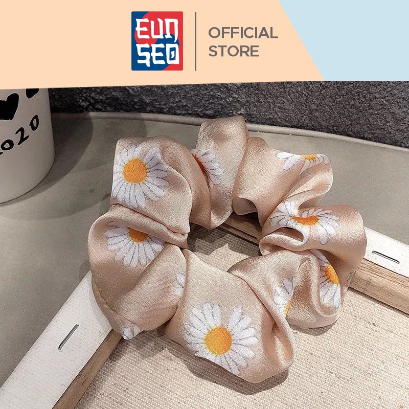 EUNSEO Ikat Rambut Fashion Korea Motif Bunga Daisy Scrunchie Cepol Rambut Import Premium