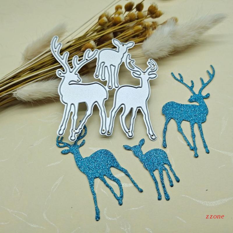 Cetakan Stensil Cutting Dies Motif Rusa Natal Bahan Metal Untuk Scrapbook / Craft Diy / Kartu