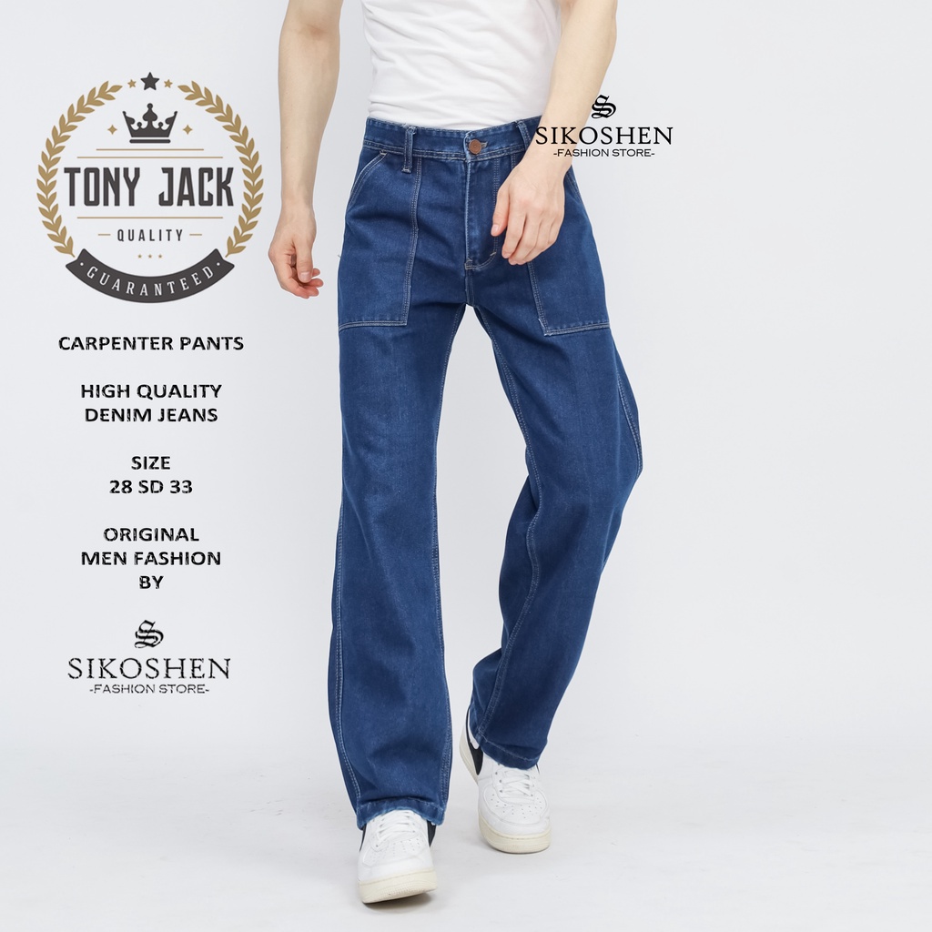 Celana Carpenter Pants Blue Garment TONY JACK | Celana Jeans Pria | Celana Baggy Pants | Fatigue Pants | Work Pants | Celana Oversize Pria