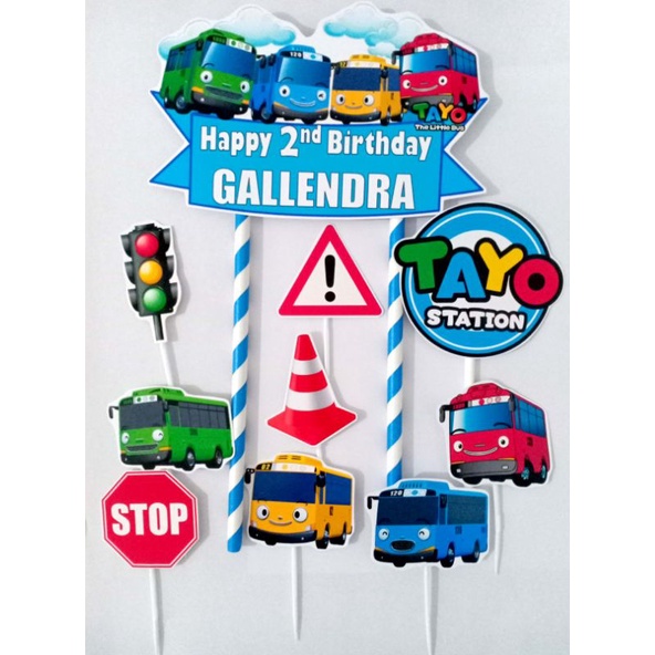 TOPPER CAKE HIASAN KUE ULANG TAHUN GAMBAR TAYO AWAN BISA CUSTOM NAMA