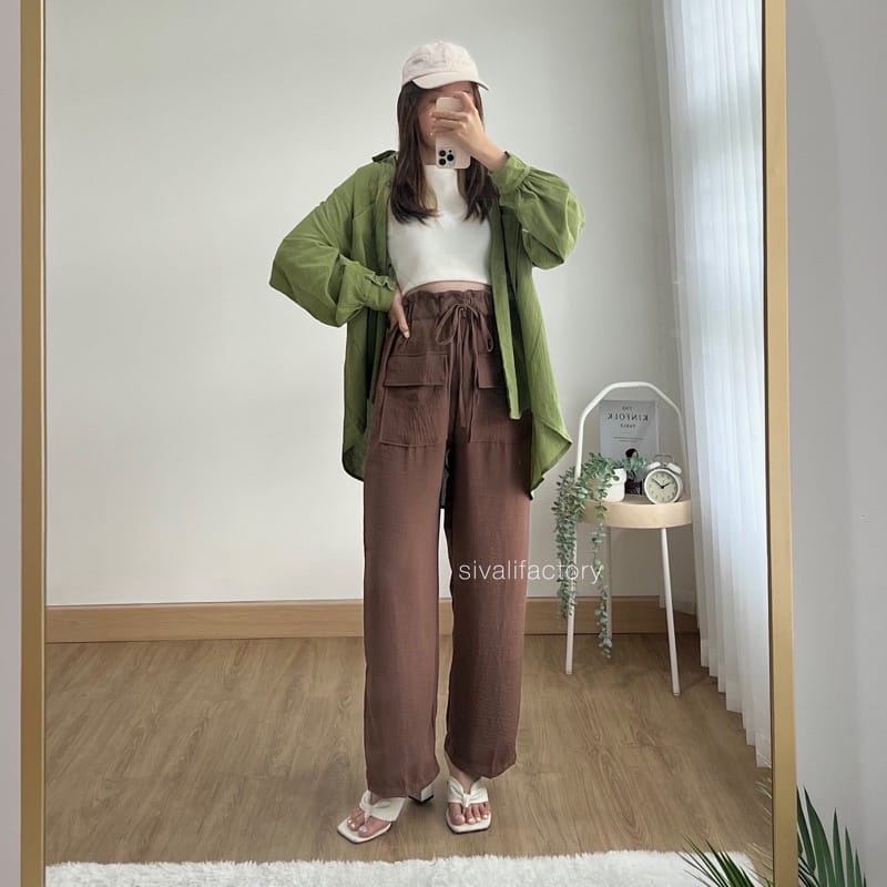 Tq88indonesia Fashion Celana Panjang Polos  Wanita Casual  /Hanna Pant CRINCLE Terbaru / Ootd Kekinian