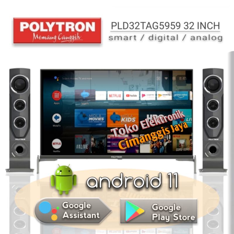 Android smart tv Polytron 32 inch cinemax bluetooth