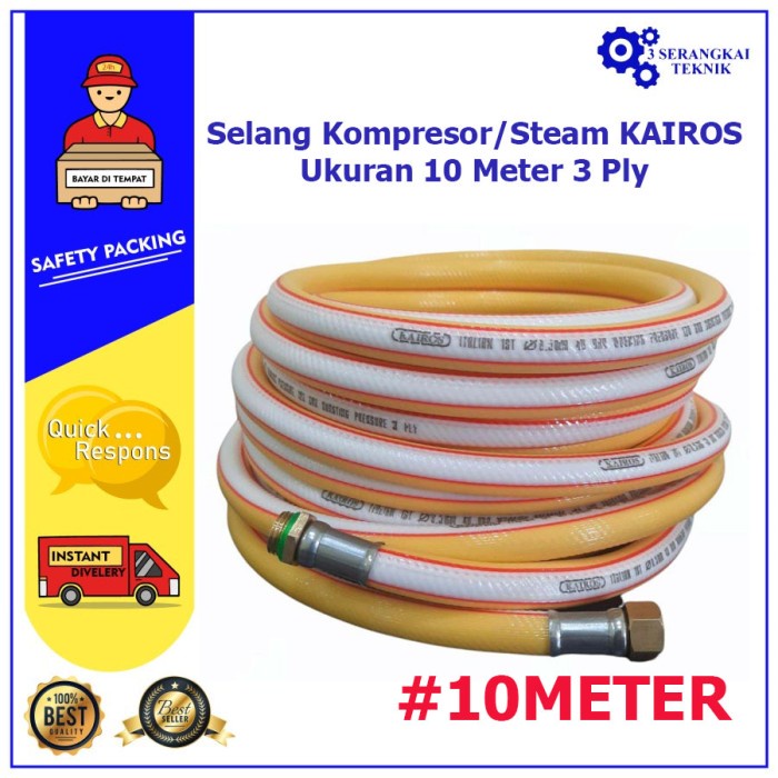 [3ST] Selang Kompresor Angin 10 Meter 10M Kairos Spray Hose 3 Ply Kuning