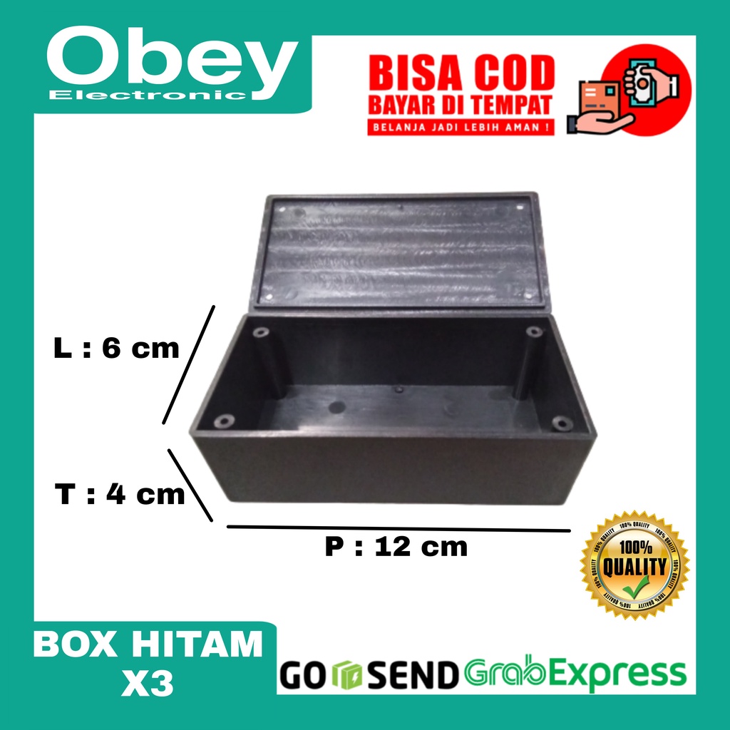 BOX HITAM X3 UK 12Cm X 6Cm