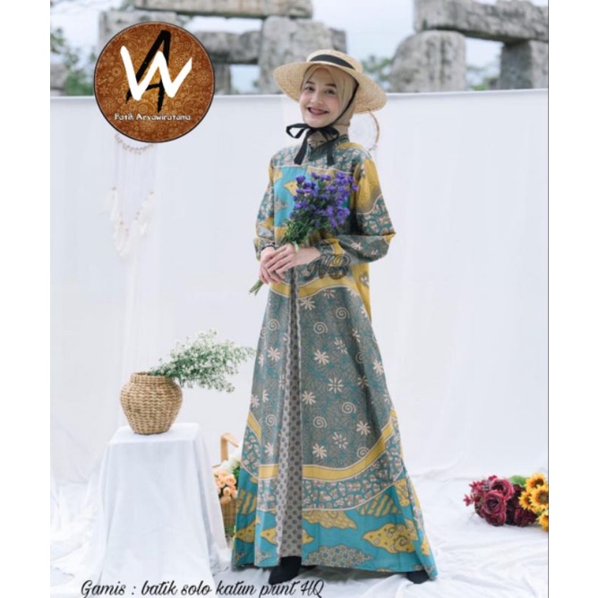 Gamis Batik Wanita Modern Solo Sragenan High Quality premium Original