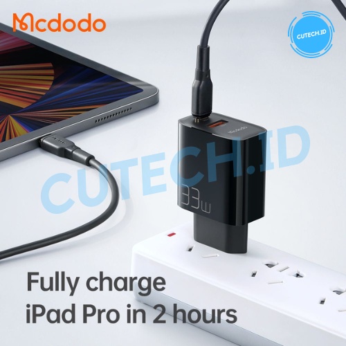 MCDODO ADAPTOR CHARGER 33W USB + TYPE C TURBO SUPER FAST CHARGING POWER DELIVERY