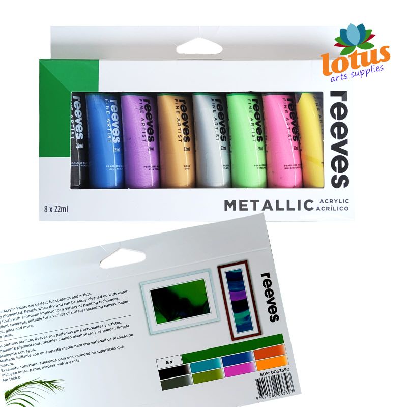 

Reeves Acrylic Metallic set 8x22ml cat akrilik kanvas kertas kayu kaca