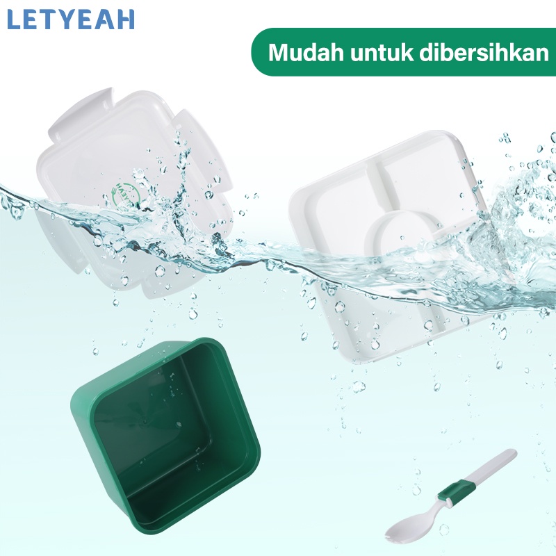 letyeah Kotak makan anti tumpah dengan sauce cup /1600ml lunch box tempat makan double layer/salad box