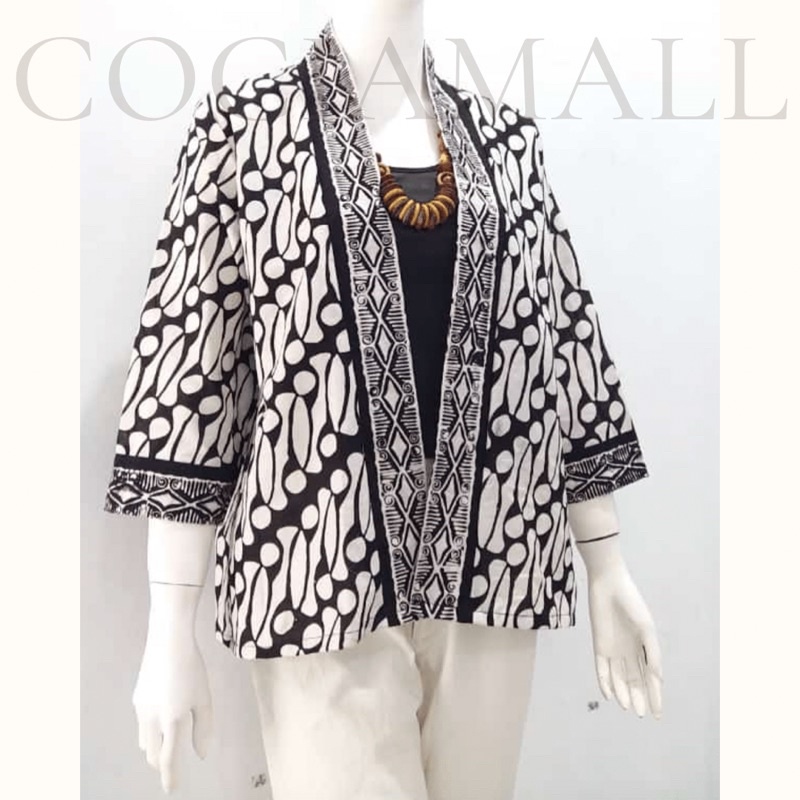 Outer Vest Batik Kerja Wanita Modern Jumbo Ld 120cm Lengan Panjang Size XS S M L Xl XXL Bahan Katun 